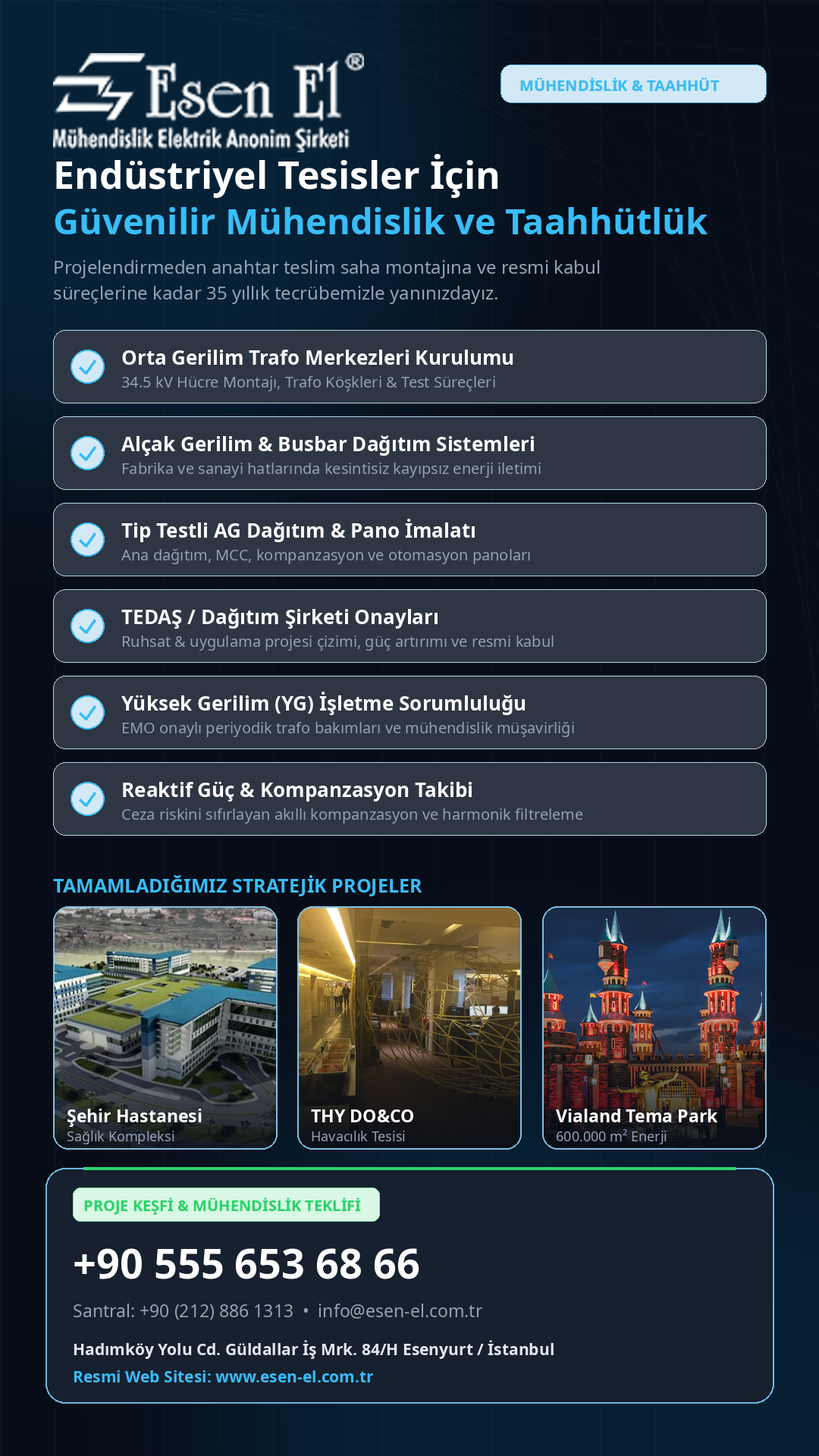 Esen-El Endüstriyel Tesisler İçin Güvenilir Mühendislik ve Taahhüt Broşürü