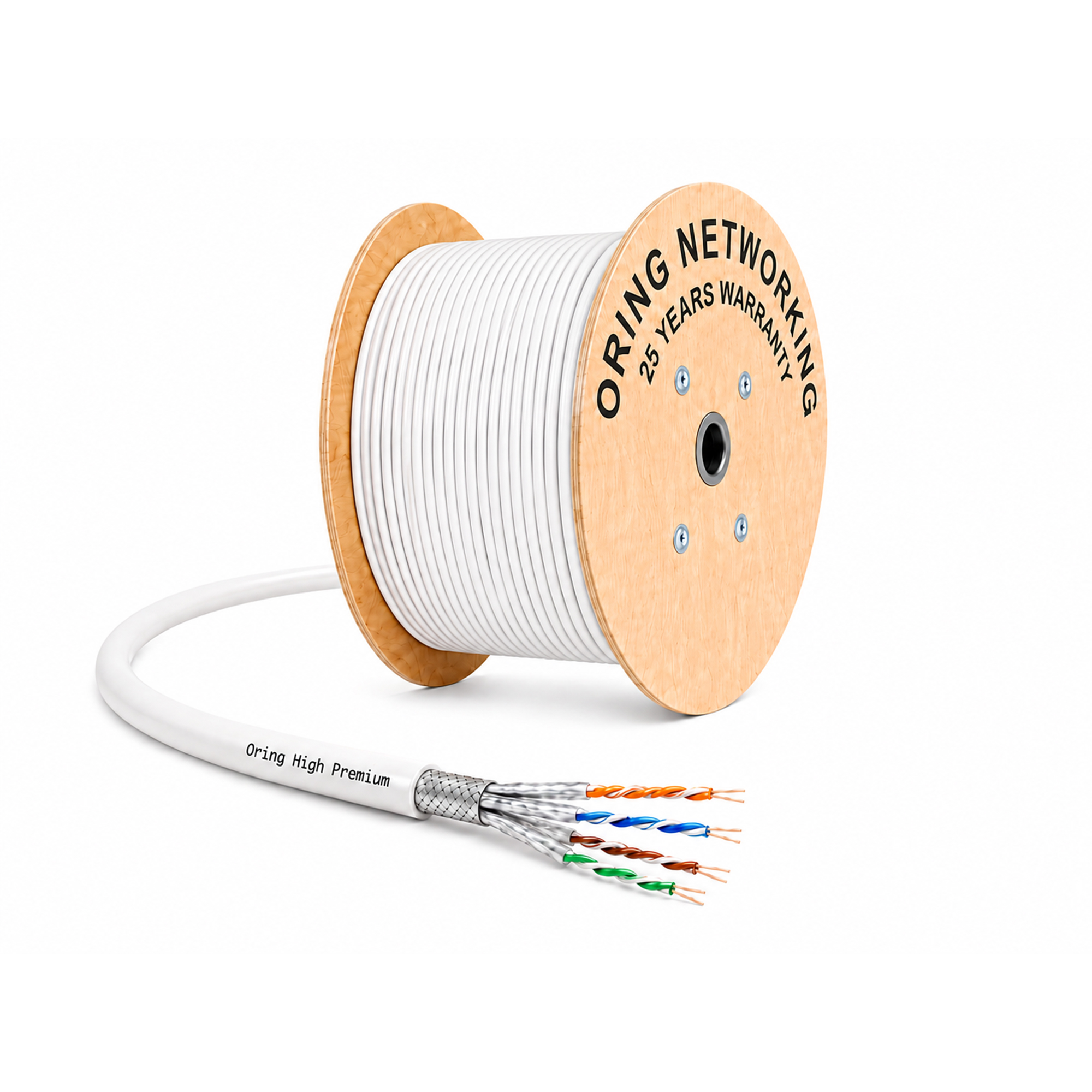 Oring CAT7 23AWG S/FTP LSZH KABLO (Beyaz)  RW-SS0701WH (500 lük Makara)