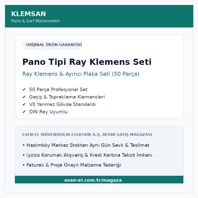 Klemsan Ray Tipi Klemens & Dağıtıcı Ünite Pano Montaj Seti (50 Parça)